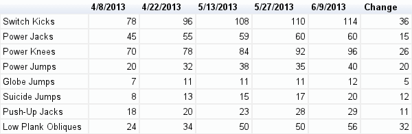 Insanity 60 Day Results Fit Test Chart